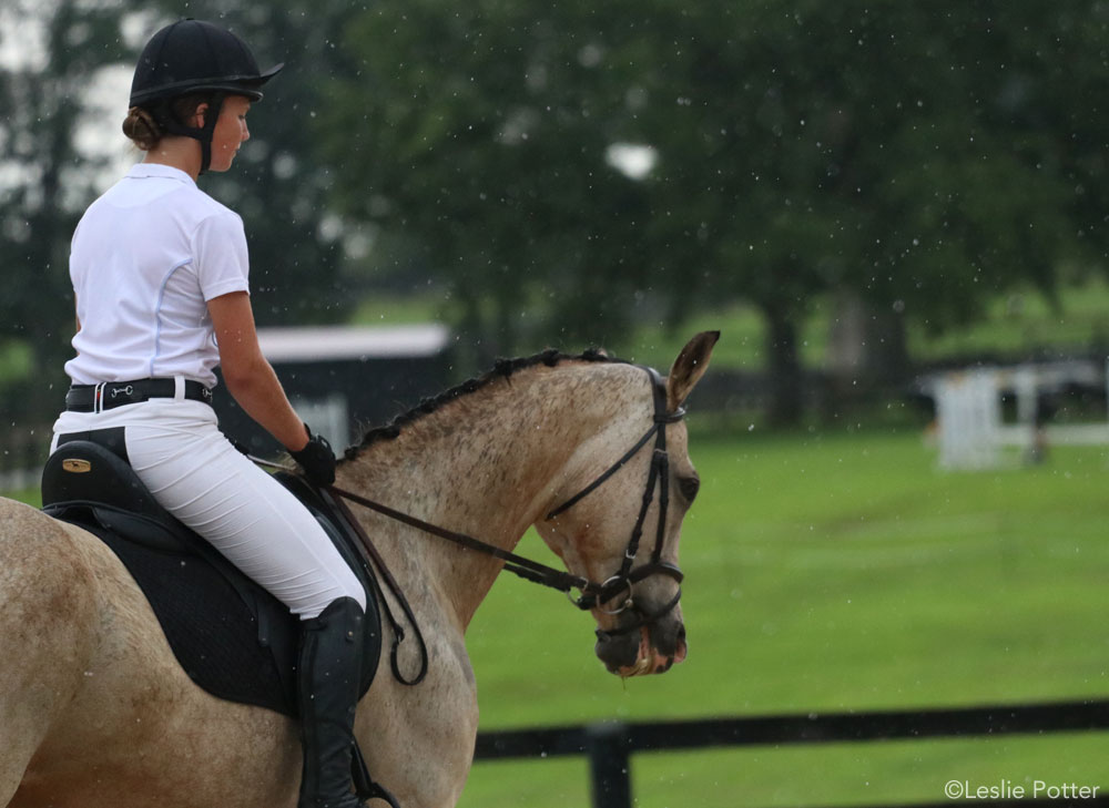 Riding a horse in the rain