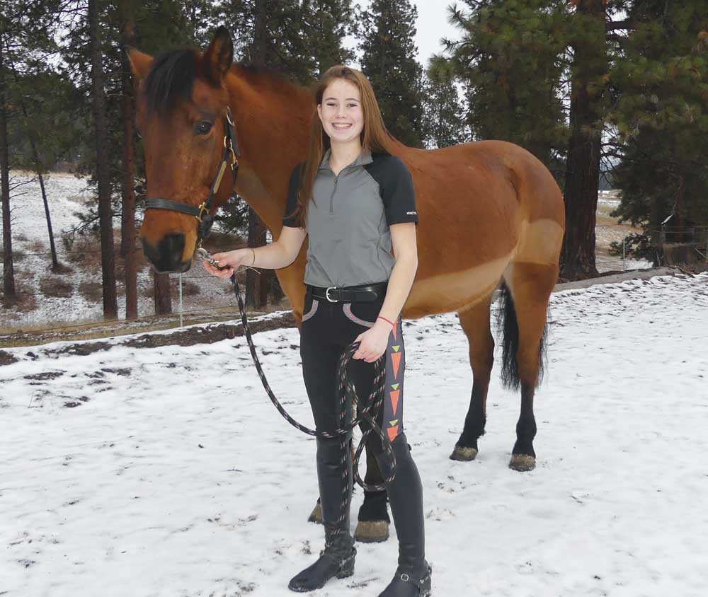 Sahale wearing her winning Kerrits Jr. Designer Contest breeches